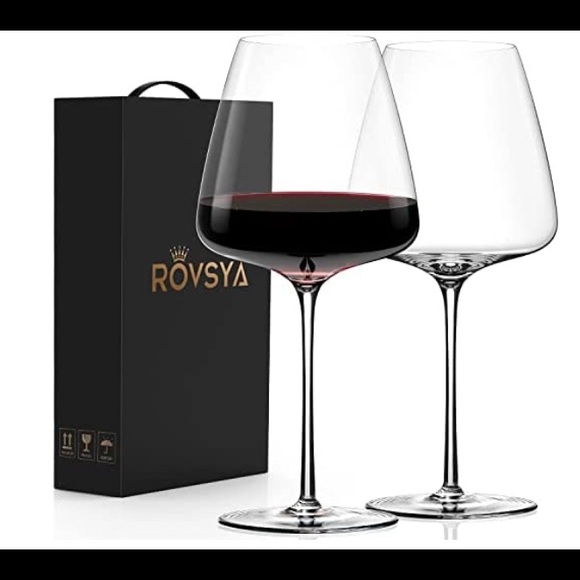 Rovsya Other - Red Wine Glasses Set of 2 - 21oz-Large Hand Blown Crystal Burgundy Glasses